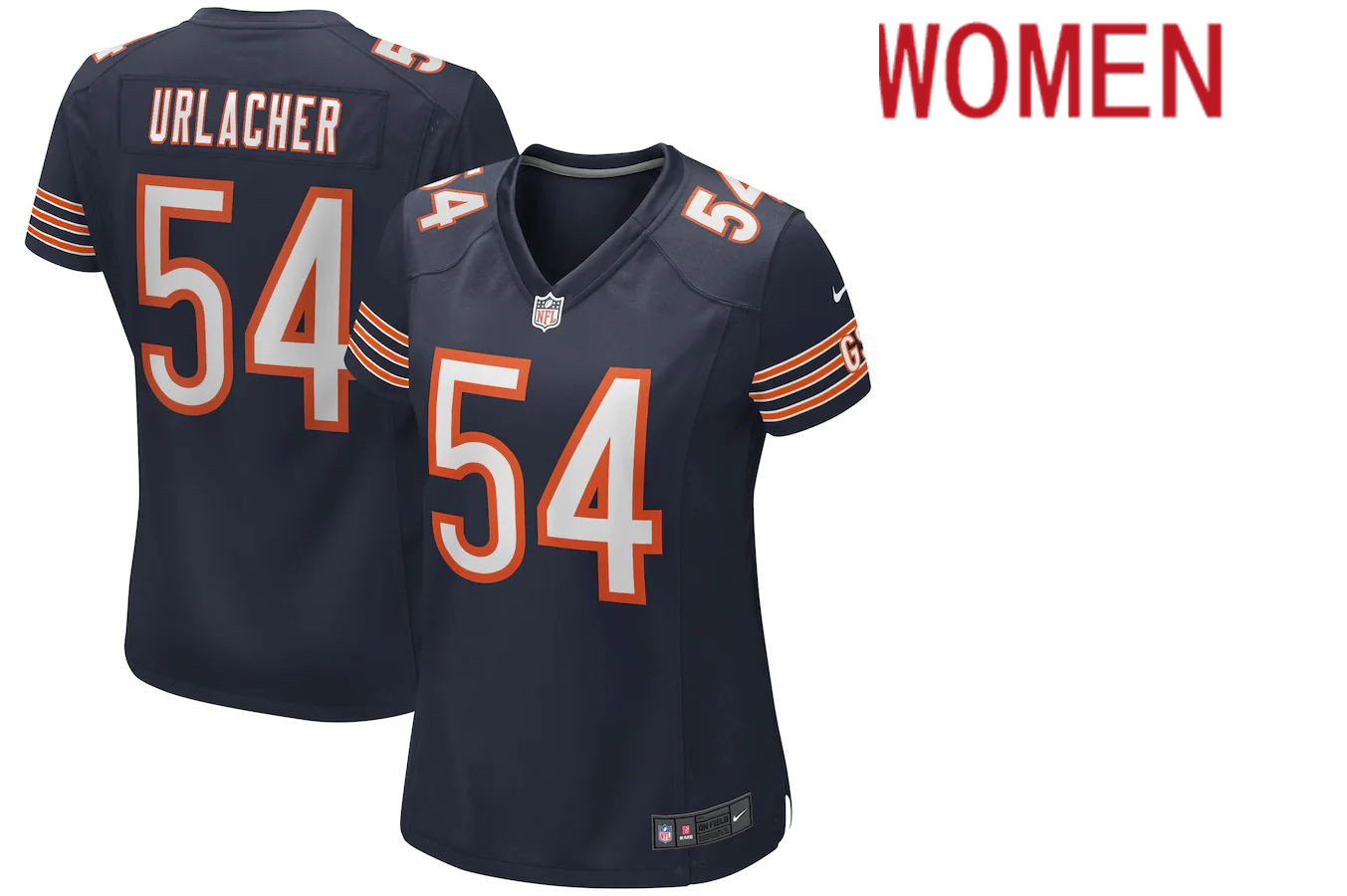 Women Chicago Bears #54 Brian Urlacher Nike Navy Game Retired Player NFL Jersey->women nfl jersey->Women Jersey